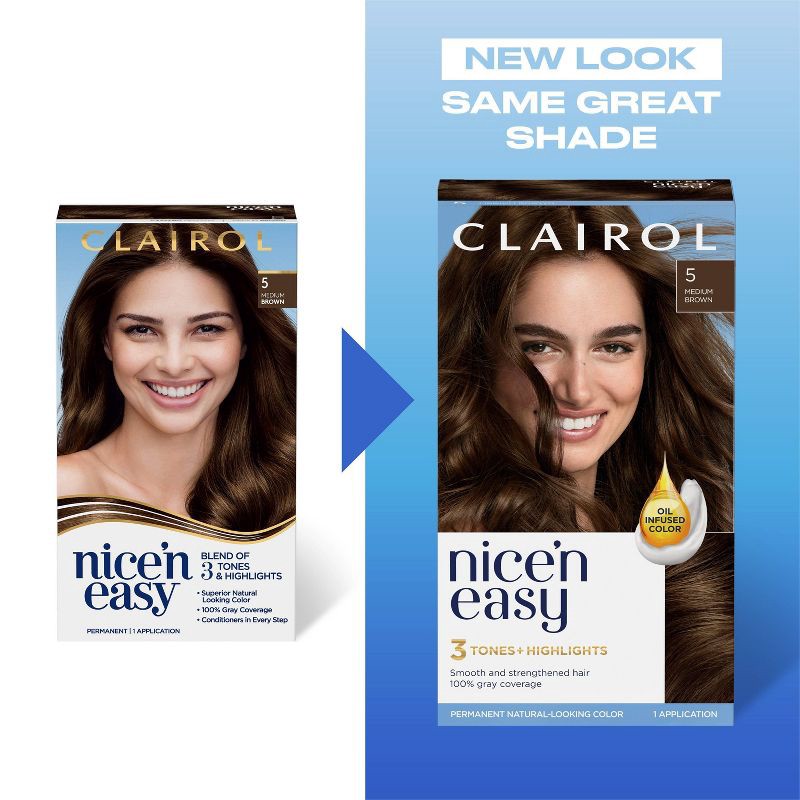 slide 8 of 11, Clairol Nice'n Easy Permanent Hair Color Dye Kit - 5 Medium Brown, 1 ct