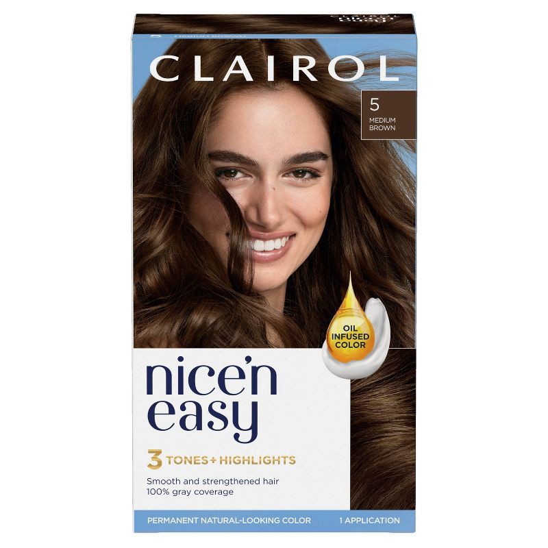 slide 1 of 12, Clairol Nice'n Easy Permanent Hair Color Cream Kit - 5 Medium Brown, 1 ct