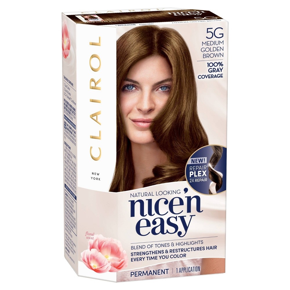 slide 6 of 7, Clairol Nice'n Easy Permanent Hair Color Medium Golden Brown - 1 kit, 5 gram