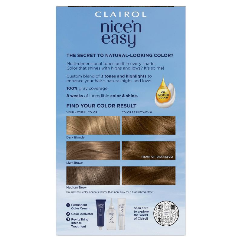 slide 2 of 11, Clairol Nice'n Easy Permanent Hair Color - 6 Light Brown - 1 kit, 1 ct