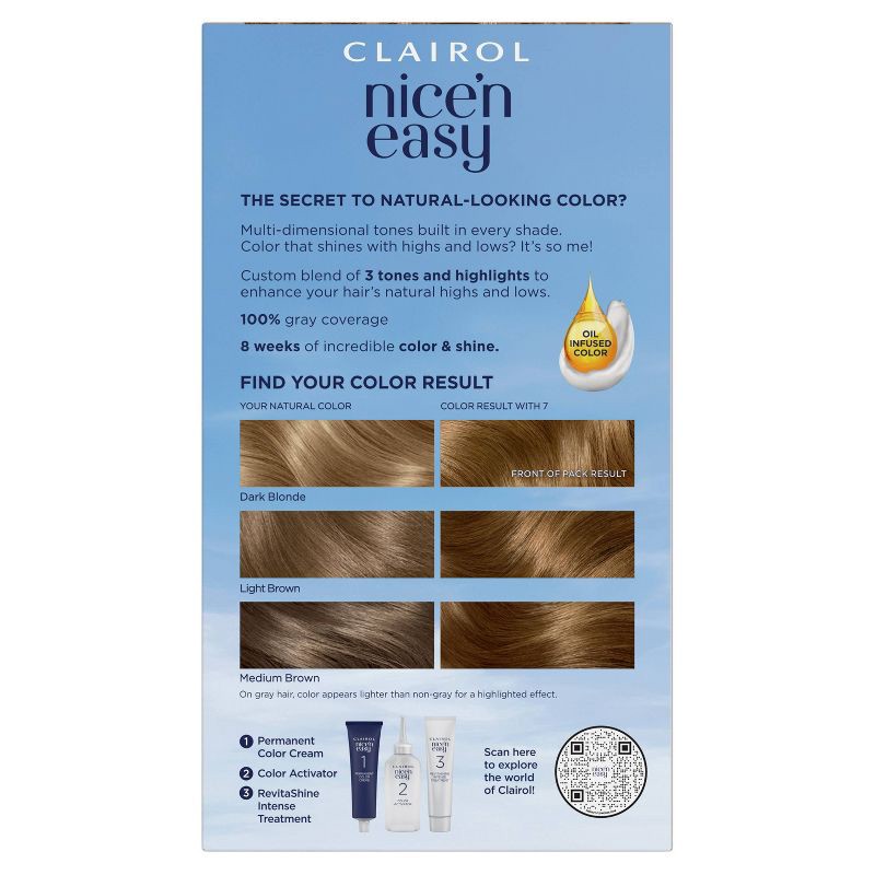 slide 2 of 8, Clairol Nice'n Easy Permanent Hair Color Cream Kit - 7 Dark Blonde, 1 ct