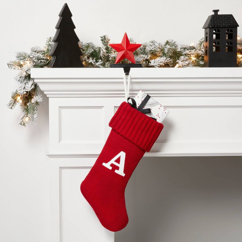 slide 2 of 3, Knit Monogram Christmas Stocking Red A - Wondershop™, 1 ct