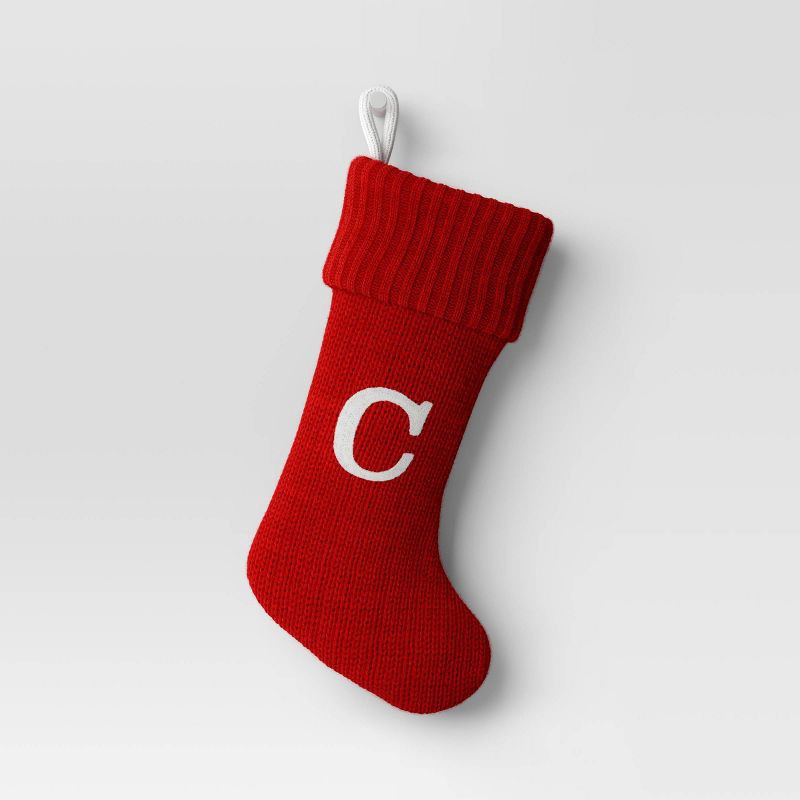 slide 1 of 3, Knit Monogram Christmas Stocking Red C - Wondershop™, 1 ct