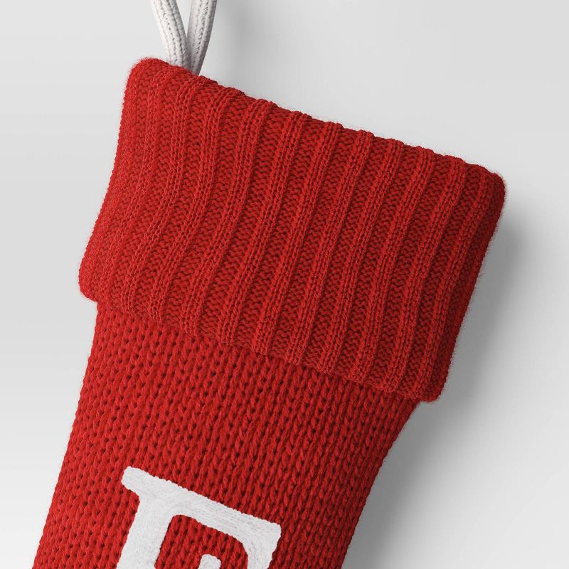 slide 3 of 3, Knit Monogram Christmas Stocking Red E - Wondershop™, 1 ct