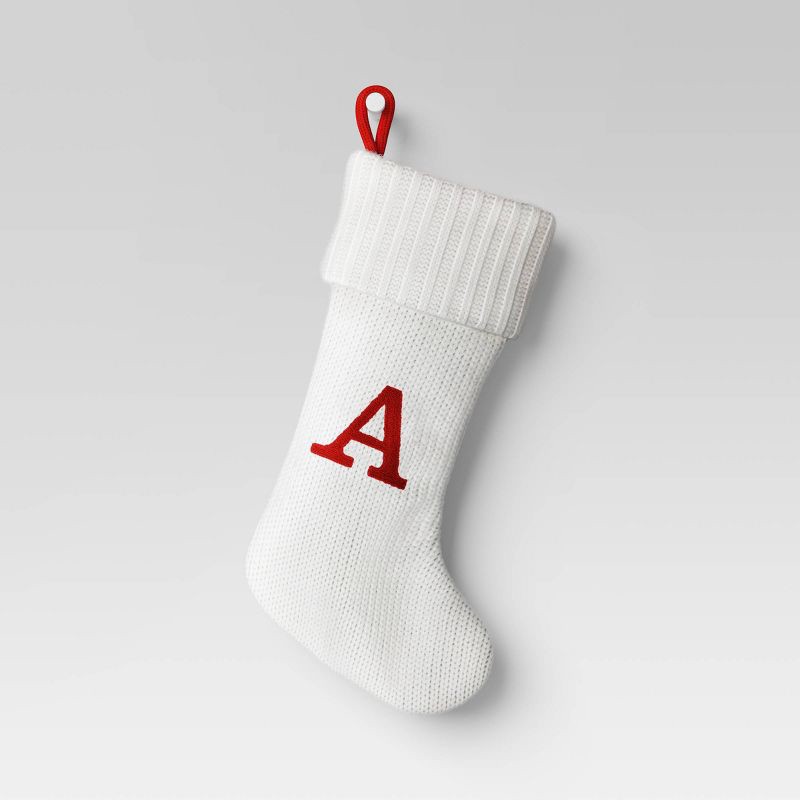 slide 1 of 3, Knit Monogram Christmas Stocking White A - Wondershop™, 1 ct