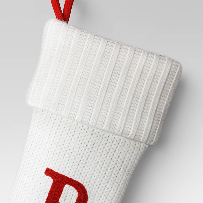 slide 3 of 3, Knit Monogram Christmas Stocking White B - Wondershop™, 1 ct