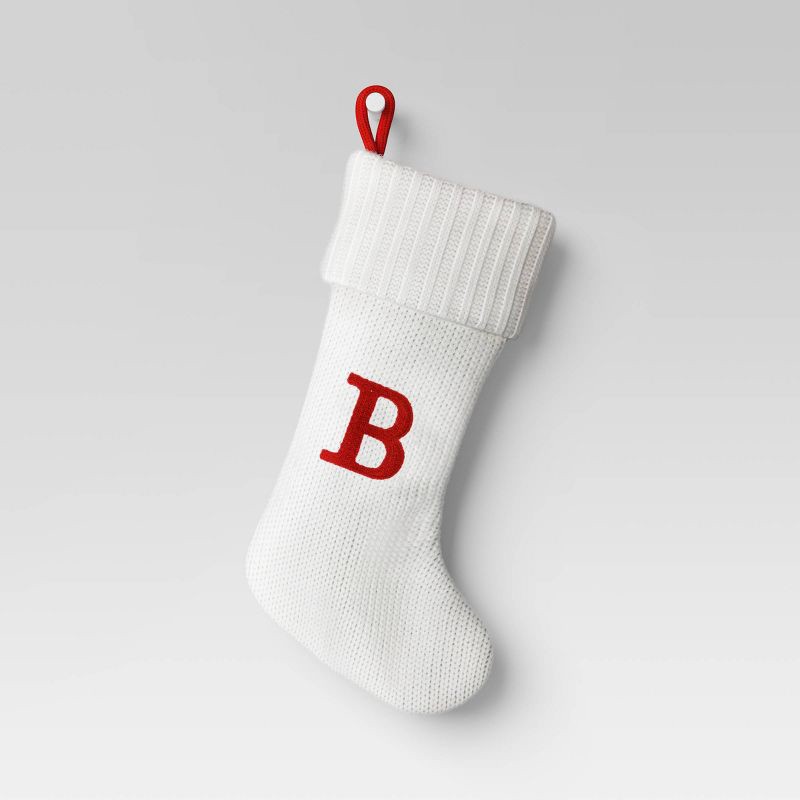 slide 1 of 3, Knit Monogram Christmas Stocking White B - Wondershop™, 1 ct