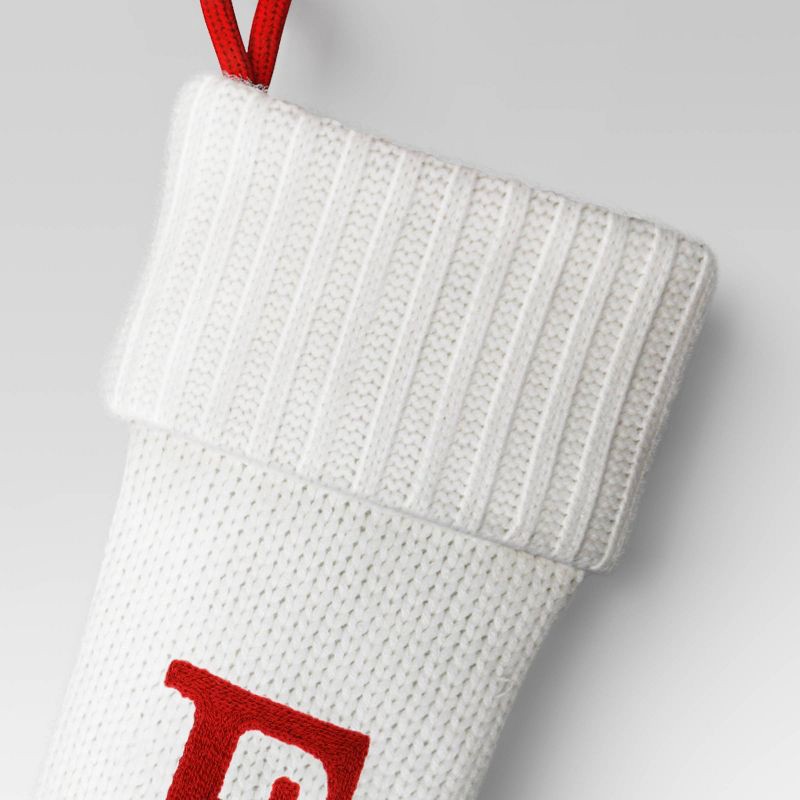 slide 3 of 3, Knit Monogram Christmas Stocking White F - Wondershop™: Initial Stocking, Holiday Decor, 20" x 8", Spot Clean, 1 ct