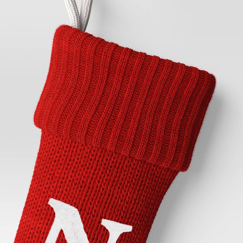 slide 3 of 3, Knit Monogram Christmas Stocking Red N - Wondershop™, 1 ct