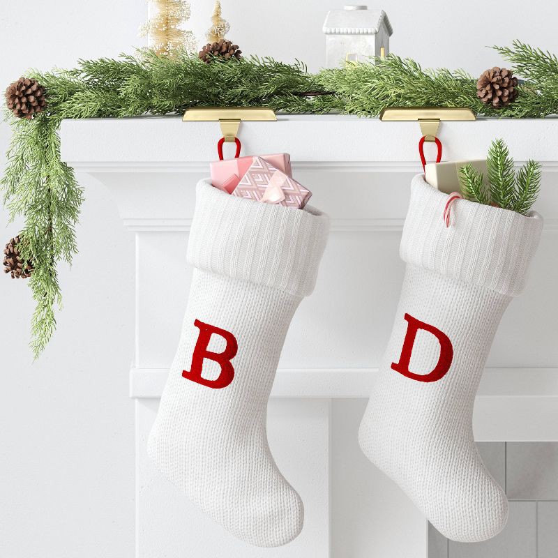 slide 2 of 3, Knit Monogram Christmas Stocking White D - Wondershop™, 1 ct