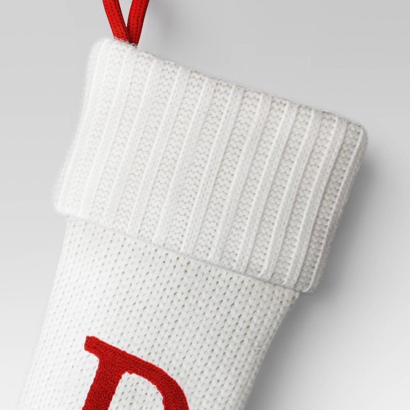 slide 3 of 3, Knit Monogram Christmas Stocking White D - Wondershop™, 1 ct