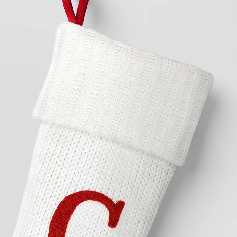 slide 3 of 3, Knit Monogram Christmas Stocking White C - Wondershop™: Festive Home Decor, 20", 1 ct