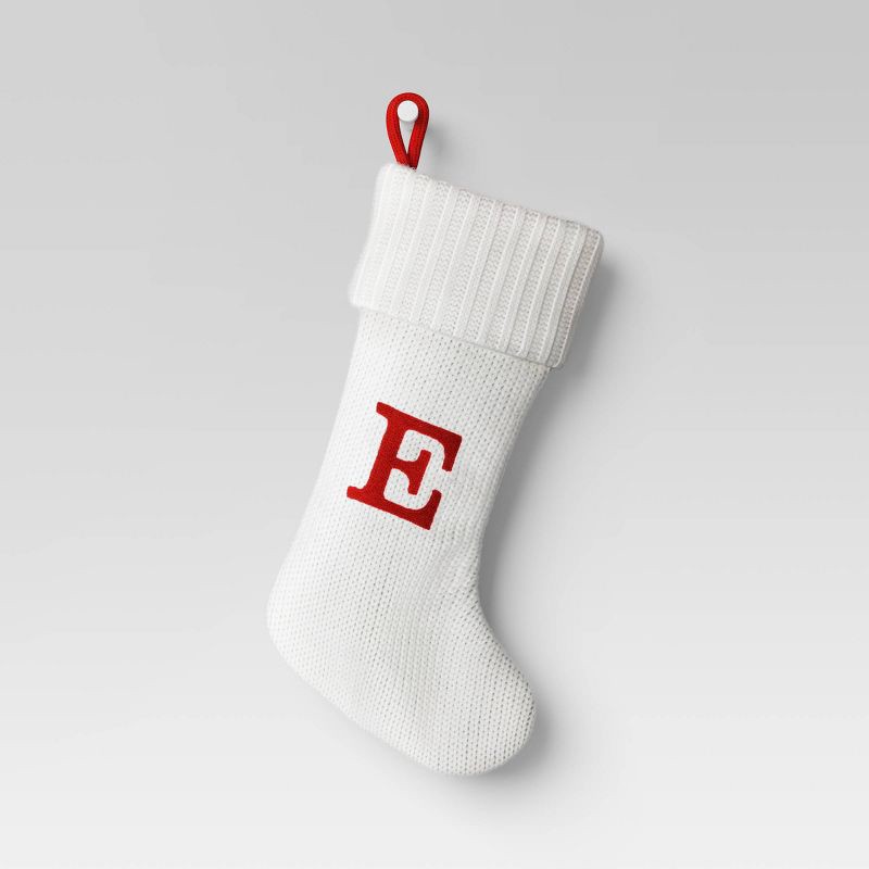 slide 1 of 3, Knit Monogram Christmas Stocking White E - Wondershop™: Festive Home Decor, Hang Loop, 1 ct
