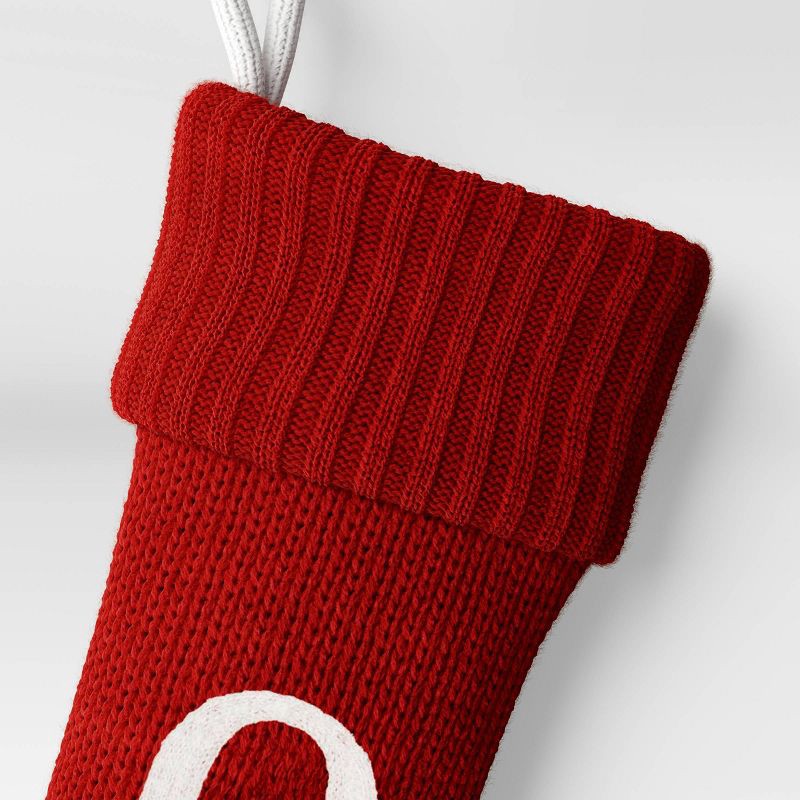 slide 3 of 3, Knit Monogram Christmas Stocking Red O - Wondershop™: 20" Festive Holiday Decor, 1 ct