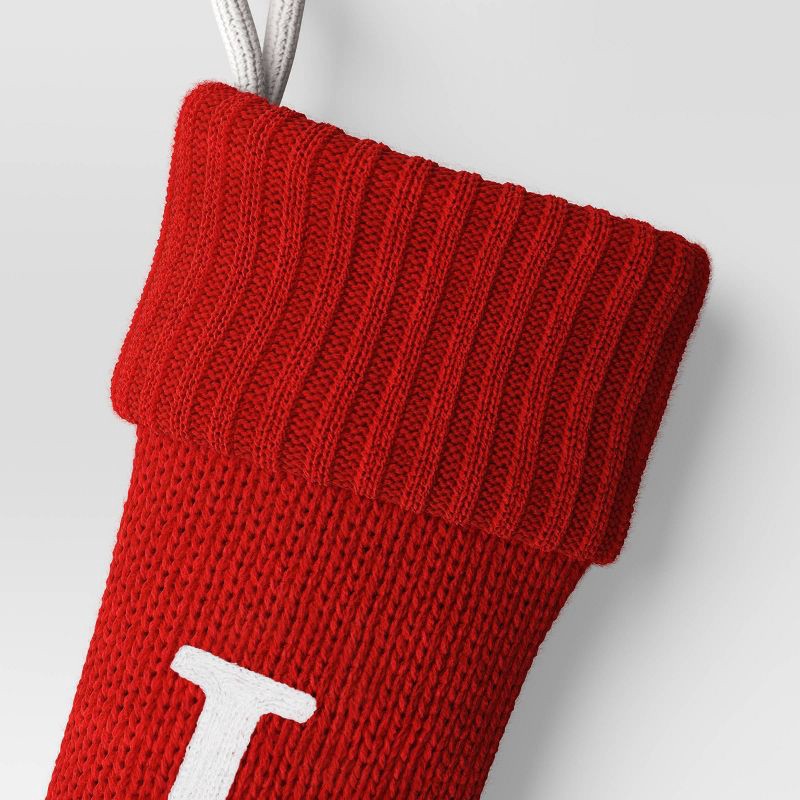 slide 3 of 3, Knit Monogram Christmas Stocking Red L - Wondershop™, 1 ct