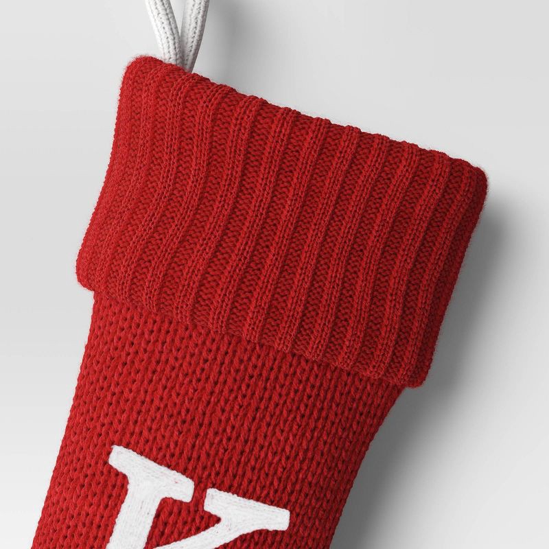 slide 3 of 3, Knit Monogram Christmas Stocking Red K - Wondershop™, 1 ct