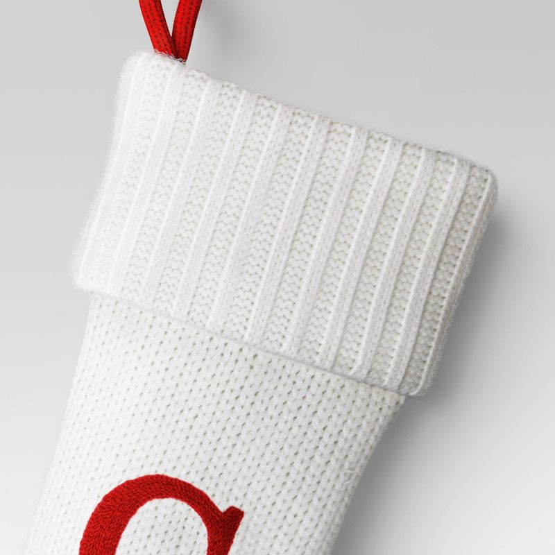 slide 3 of 3, Knit Monogram Christmas Stocking White G - Wondershop™, 1 ct