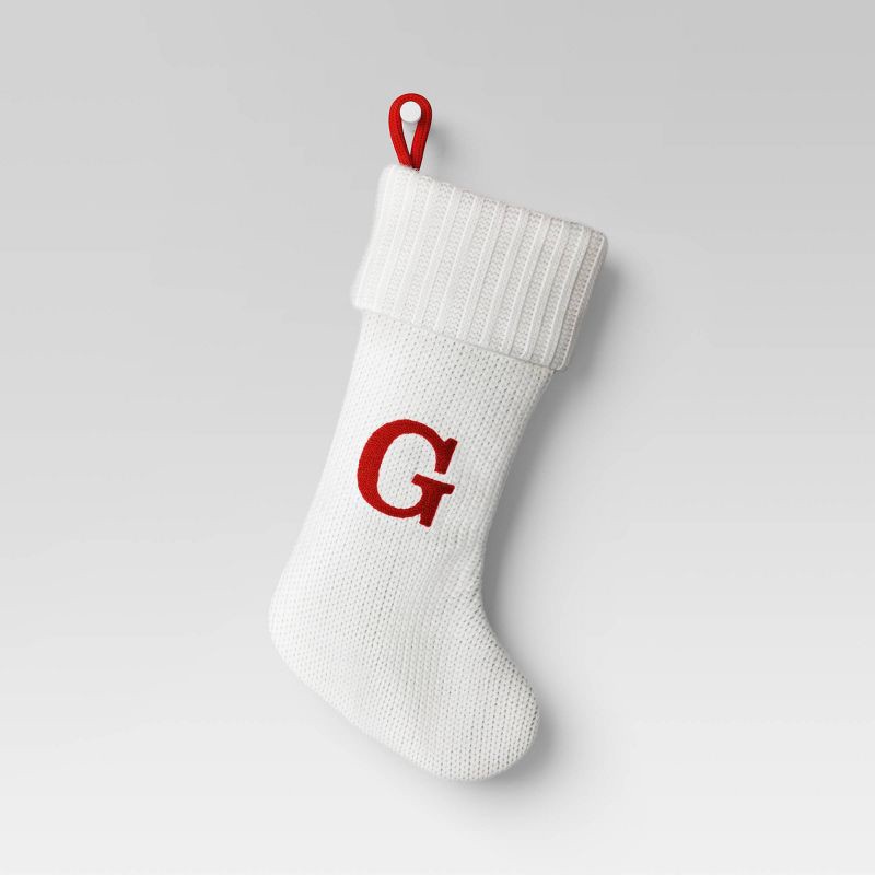 slide 1 of 3, Knit Monogram Christmas Stocking White G - Wondershop™, 1 ct