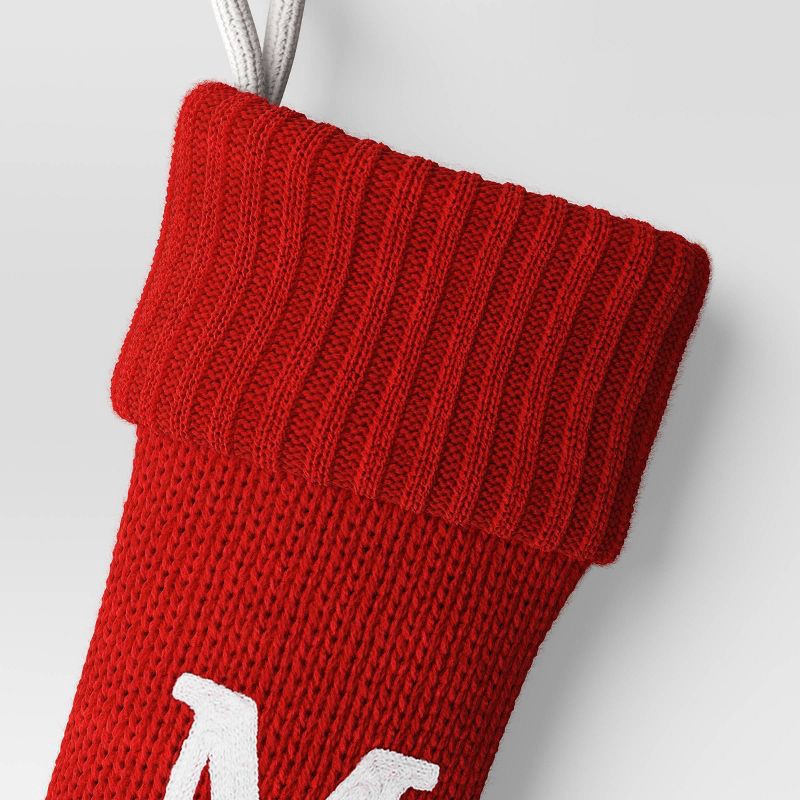 slide 3 of 3, Knit Monogram Christmas Stocking Red M - Wondershop™, 1 ct