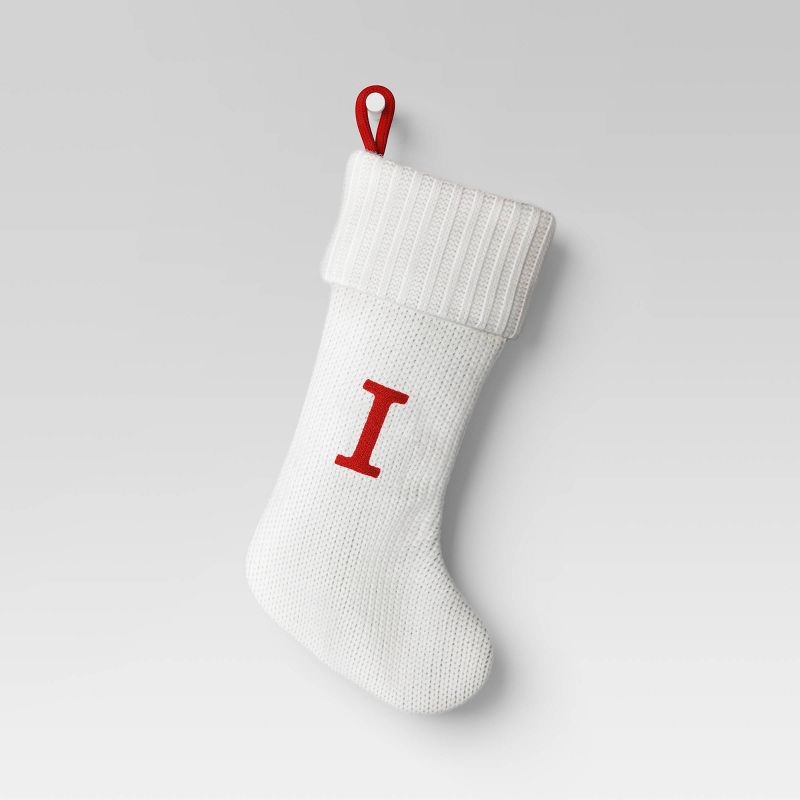 slide 1 of 3, Knit Monogram Christmas Stocking White I - Wondershop™, 1 ct