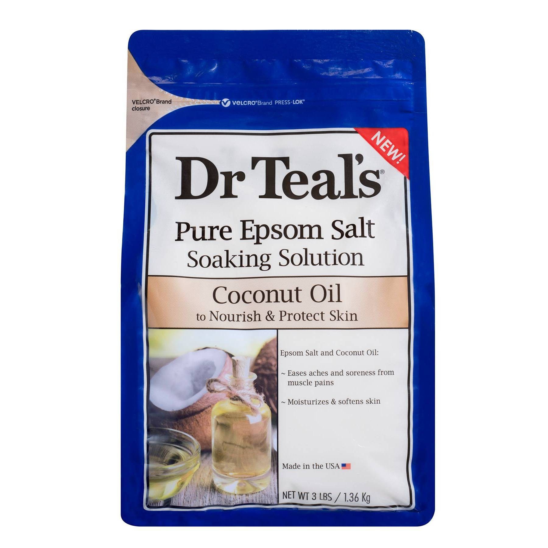 slide 1 of 3, Dr Teal's Nourish & Protect Coconut Oil Bath Salt - 3lb, 3 lb