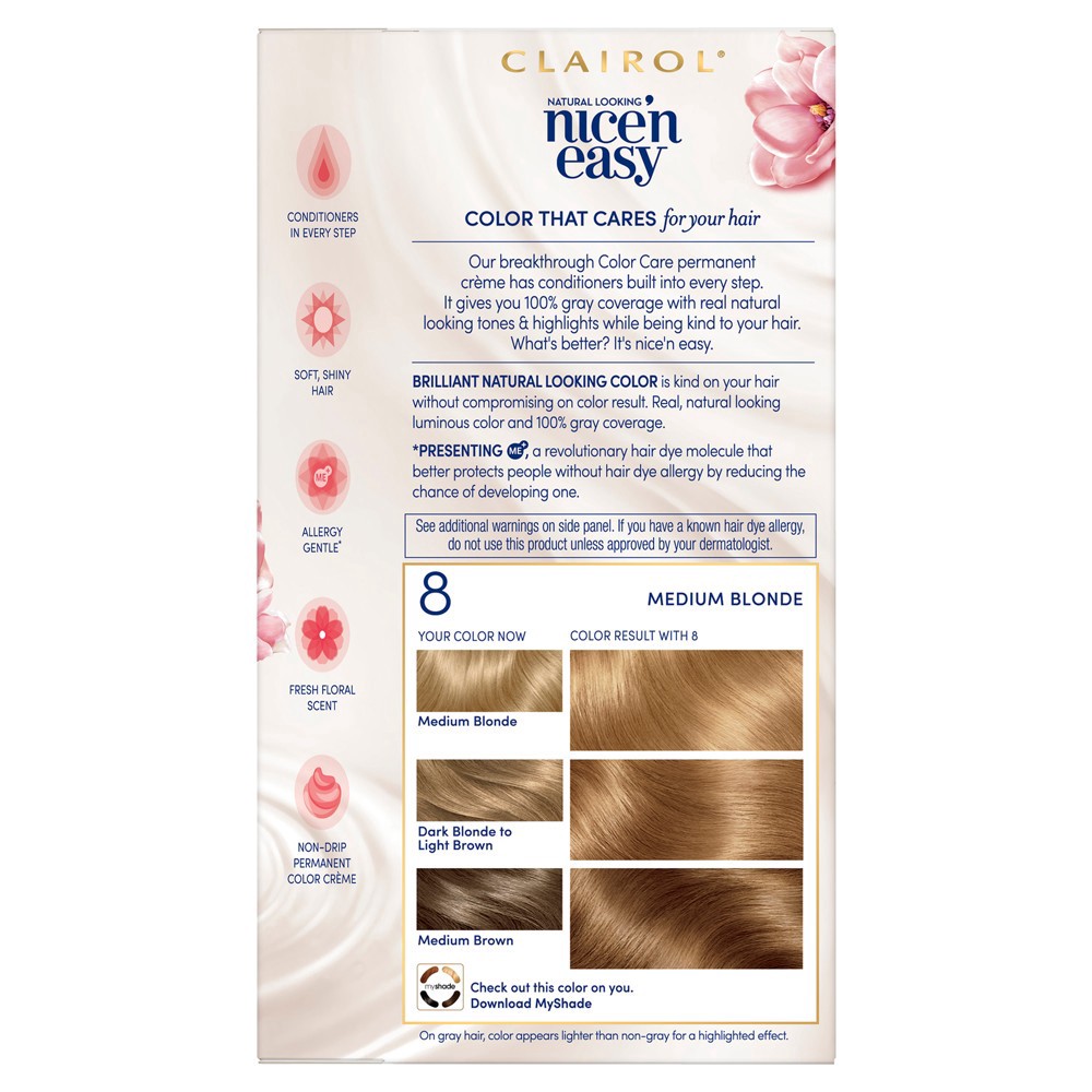 slide 3 of 9, Clairol Nice'n Easy Permanent Hair Color - 8 Medium Blonnde - 1 kit, 1 ct