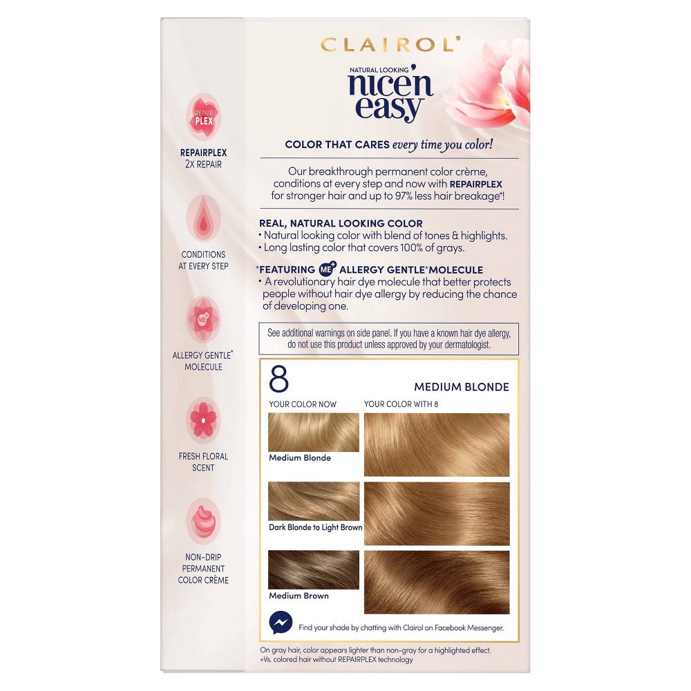 slide 4 of 9, Clairol Nice'n Easy Permanent Hair Color - 8 Medium Blonnde - 1 kit, 1 ct