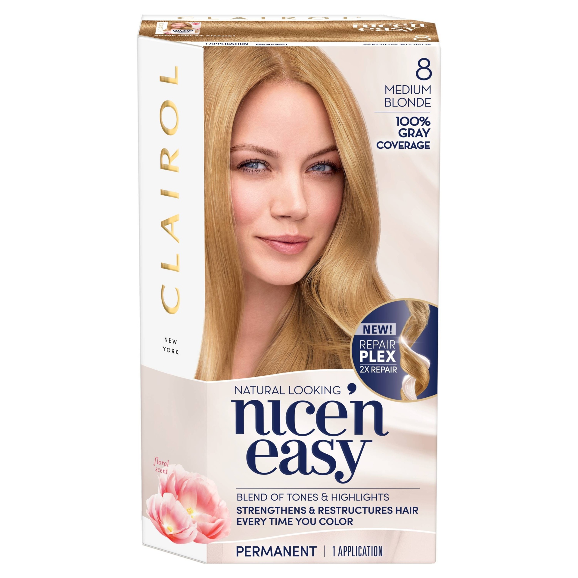 slide 1 of 9, Clairol Nice'n Easy Permanent Hair Color - 8 Medium Blonnde - 1 kit, 1 ct