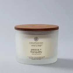 3-Wick Frosted Glass Peace + Tranquility Lidded Jar Candle White 11oz - Mind & Body by Chesapeake Bay Candle: Soy Wax Blend, Essential Oils