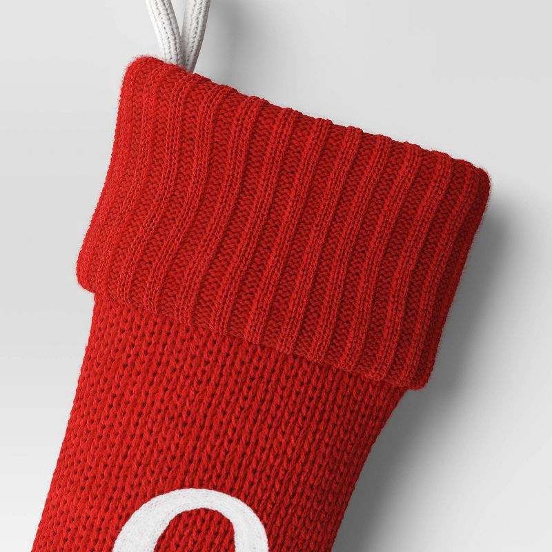 slide 3 of 3, Knit Monogram Christmas Stocking Red Q - Wondershop™: 20" Festive Holiday Decor, 1 ct