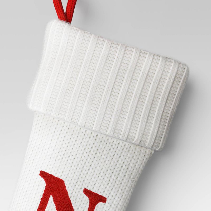slide 3 of 3, Knit Monogram Christmas Stocking White N - Wondershop™, 1 ct