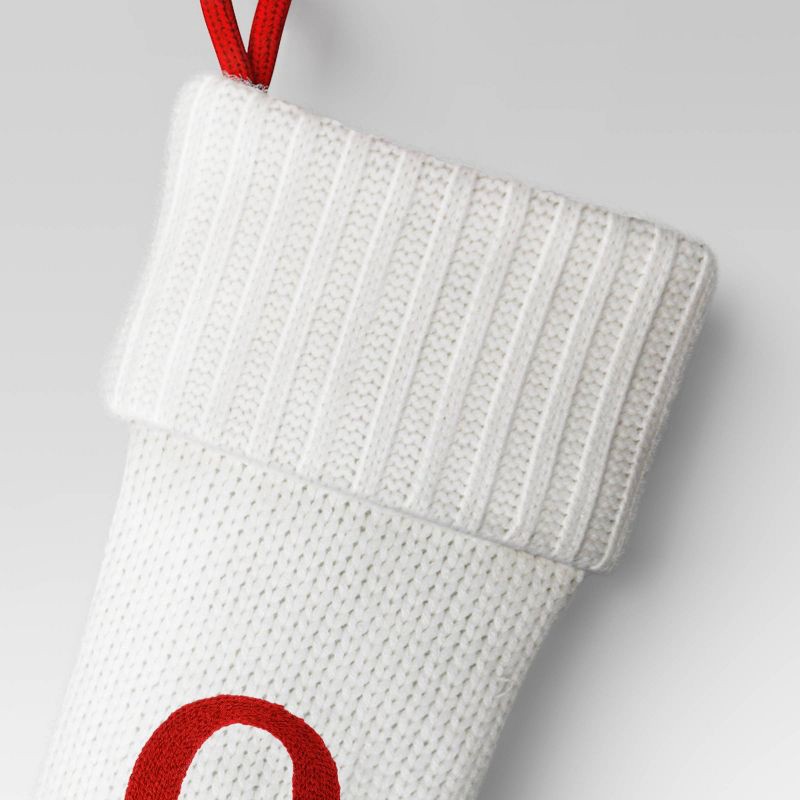 slide 3 of 3, Knit Monogram Christmas Stocking White O - Wondershop™: Festive, 20" with Hanging Loop, 1 ct