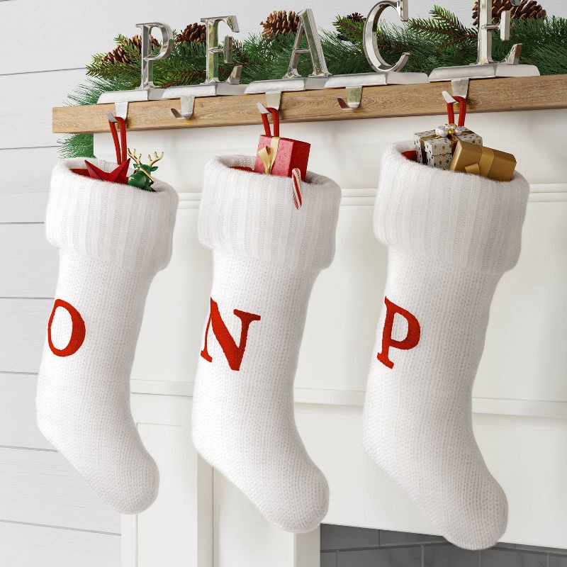 slide 2 of 3, Knit Monogram Christmas Stocking White P - Wondershop™, 1 ct