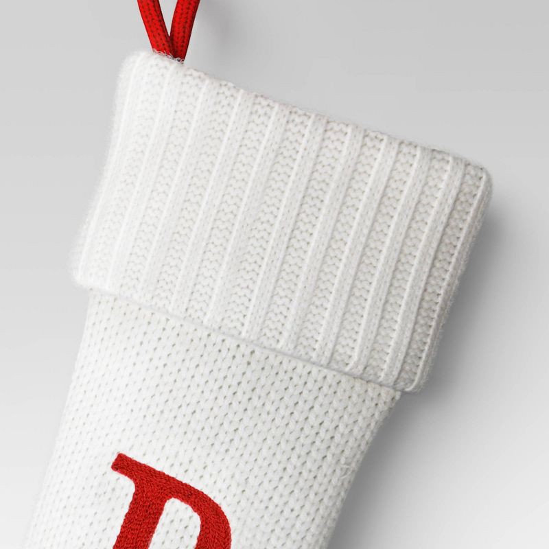 slide 3 of 3, Knit Monogram Christmas Stocking White P - Wondershop™, 1 ct