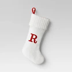 Knit Monogram Christmas Stocking White R - Wondershop™: 20" Festive Holiday Decor