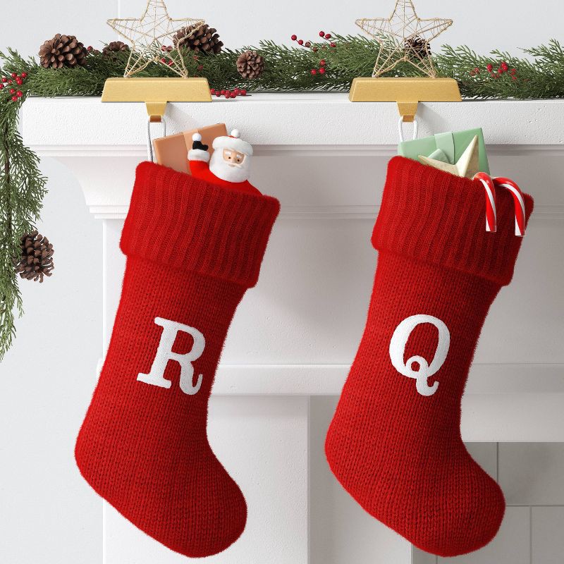 slide 2 of 3, Knit Monogram Christmas Stocking Red R - Wondershop™, 1 ct