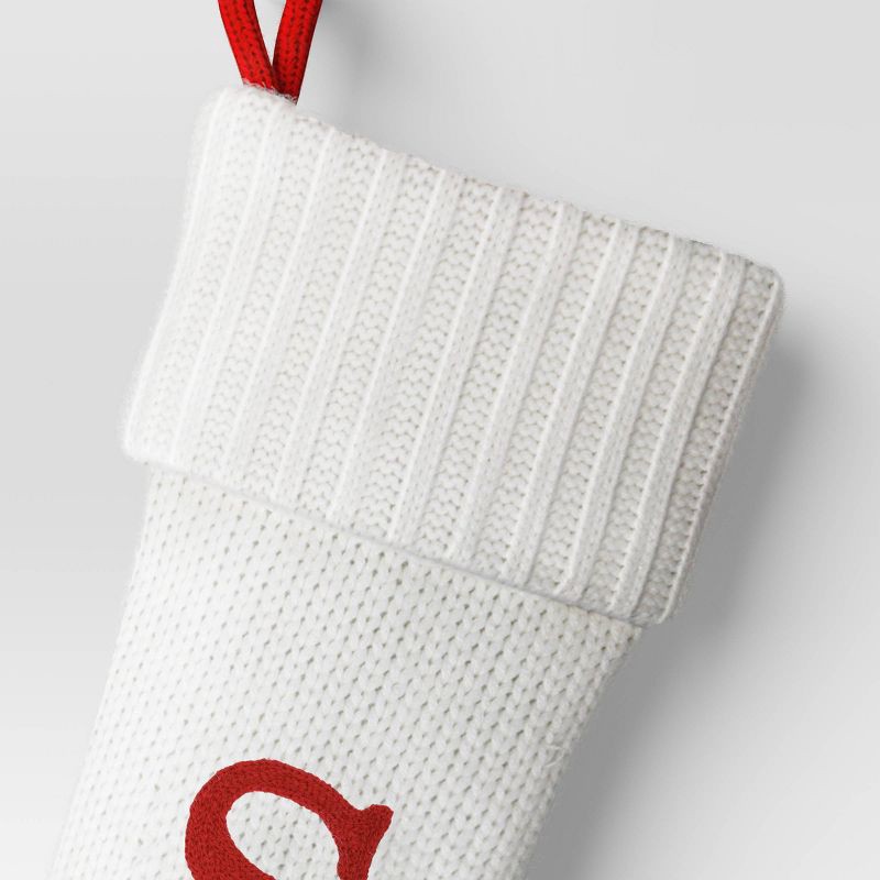 slide 3 of 3, Knit Monogram Christmas Stocking White S - Wondershop™, 1 ct