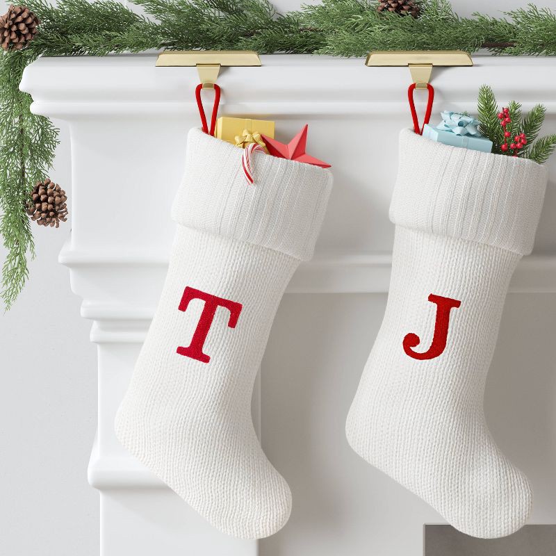 slide 2 of 3, Knit Monogram Christmas Stocking White T - Wondershop™, 1 ct