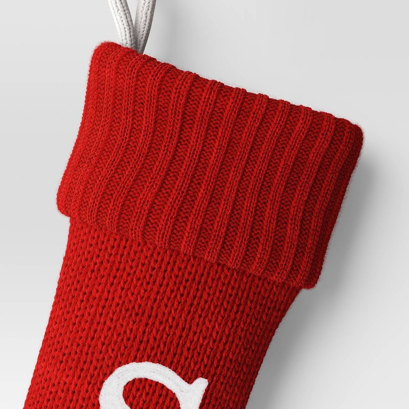 slide 3 of 3, Knit Monogram Christmas Stocking Red S - Wondershop™, 1 ct