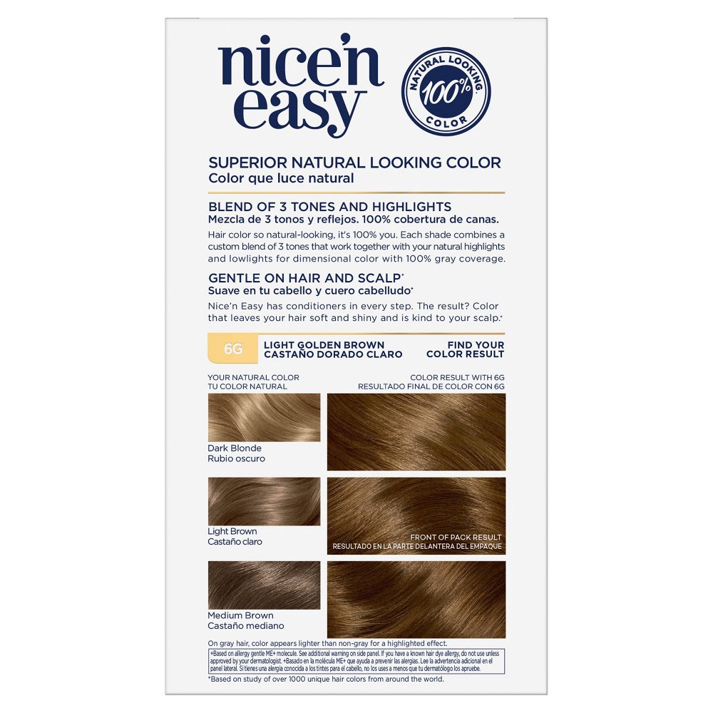 slide 2 of 8, Clairol Nice'n Easy Permanent Hair Color - 6G Light Golden Brown - 1 Kit, 1 ct