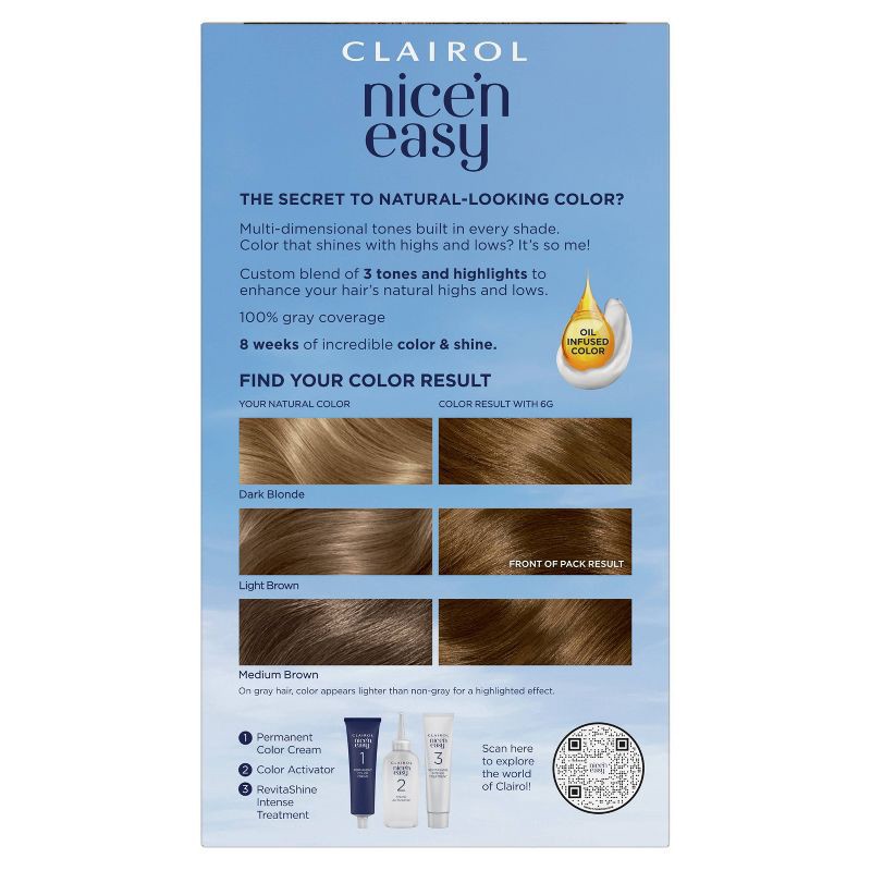 slide 2 of 8, Clairol Nice'n Easy Permanent Hair Color Cream Kit - 6G Light Golden Brown, 1 ct