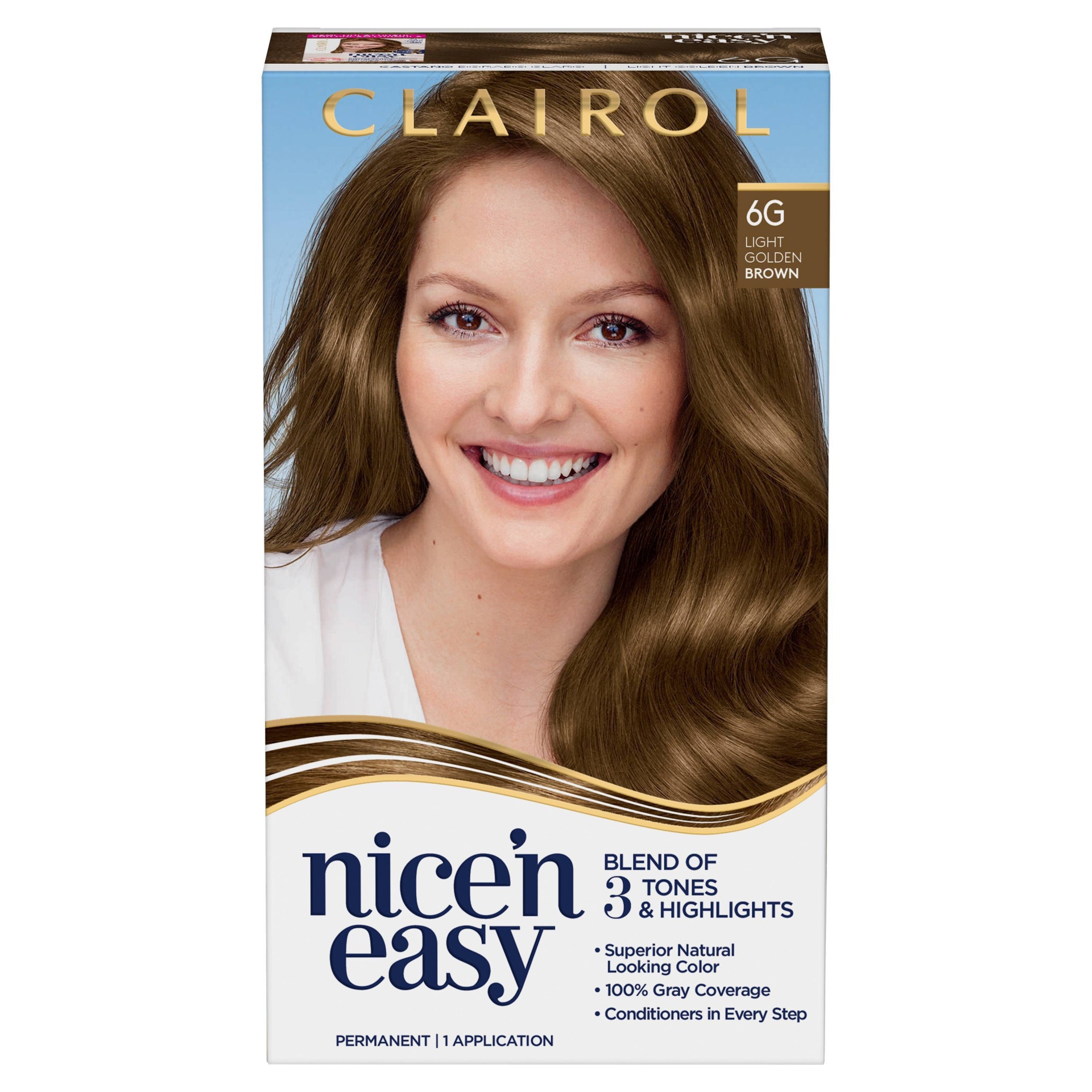 slide 1 of 8, Clairol Nice'n Easy Permanent Hair Color - 6G Light Golden Brown - 1 Kit, 1 ct