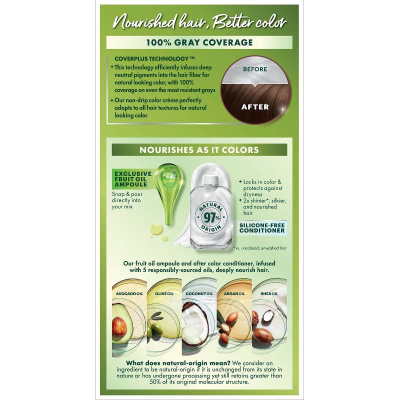 slide 4 of 11, Garnier Nutrisse Ultra Coverage 100% Gray Coverage Permanent Hair Color - 600 Deep Light Natural Brown, 1 ct