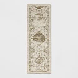 2'4"x7' Washable Vintage Tufted Distressed Runner Rug Tan - Threshold™