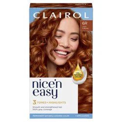 Clairol Nice'n Easy Permanent Hair Color Dye Kit - 6R Light Auburn Red: Moisturizing, Paraben-Free, Contains Coconut Oil