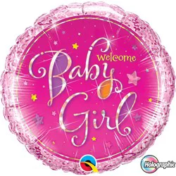 Welcome Baby Girl Stars 18 foil balloon