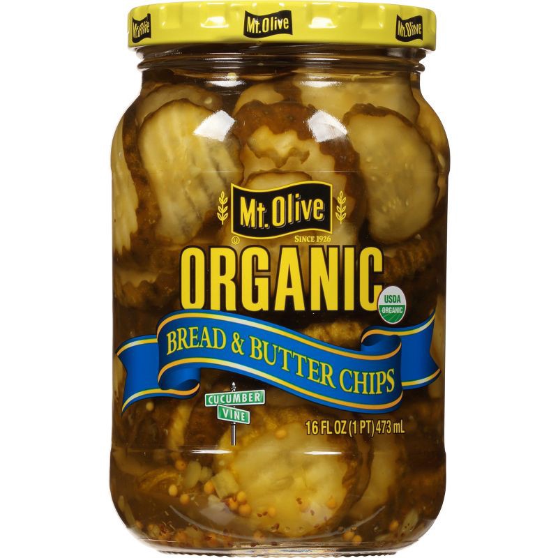 slide 1 of 4, Mt. Olive Organic Bread & Butter Pickle Chips - 16 fl oz, 16 fl oz