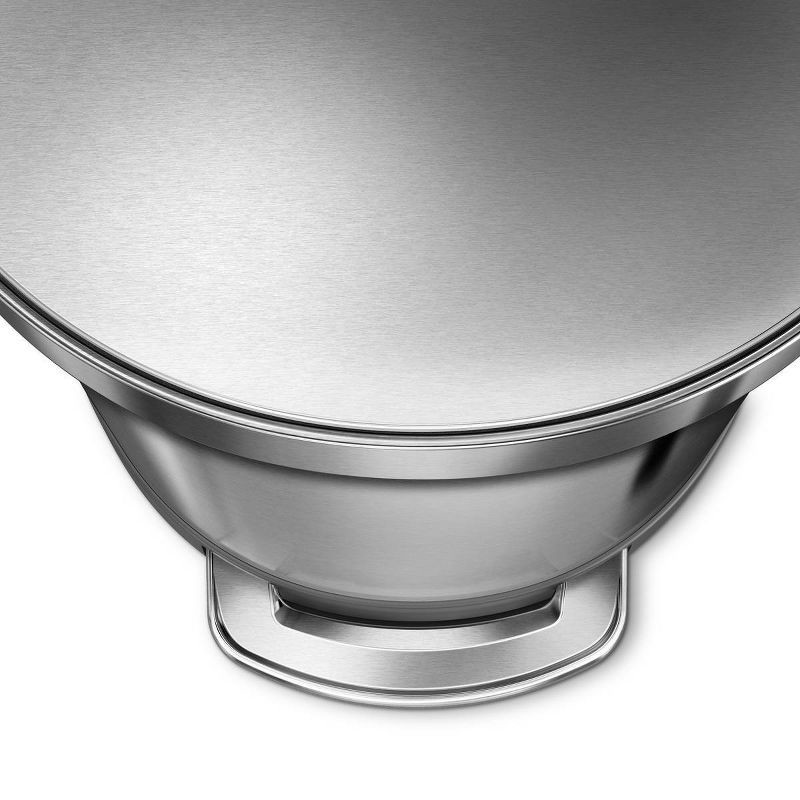 slide 7 of 8, simplehuman 45L Semi-Round Liner Rim Kitchen Step Trash Can Stainless Steel: 2-Year Warranty, Brushed Finish, Silver, 45 liter