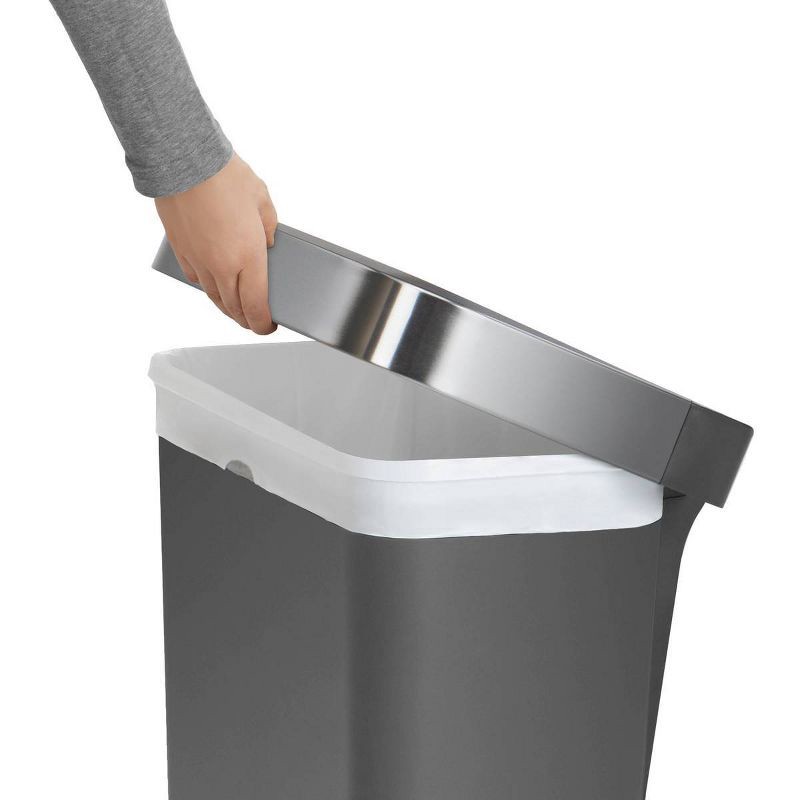 slide 3 of 7, simplehuman 45L Rectangular Liner Rim Kitchen Step Trash Can Gray Plastic, 45 liter