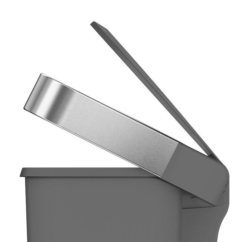 slide 4 of 7, simplehuman 45L Rectangular Liner Rim Kitchen Step Trash Can Gray Plastic, 45 liter
